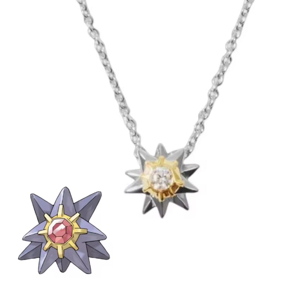 925 Sterling Silver & Gold Pokemon Starmie Unisex Necklace Pocket Monster Anime
